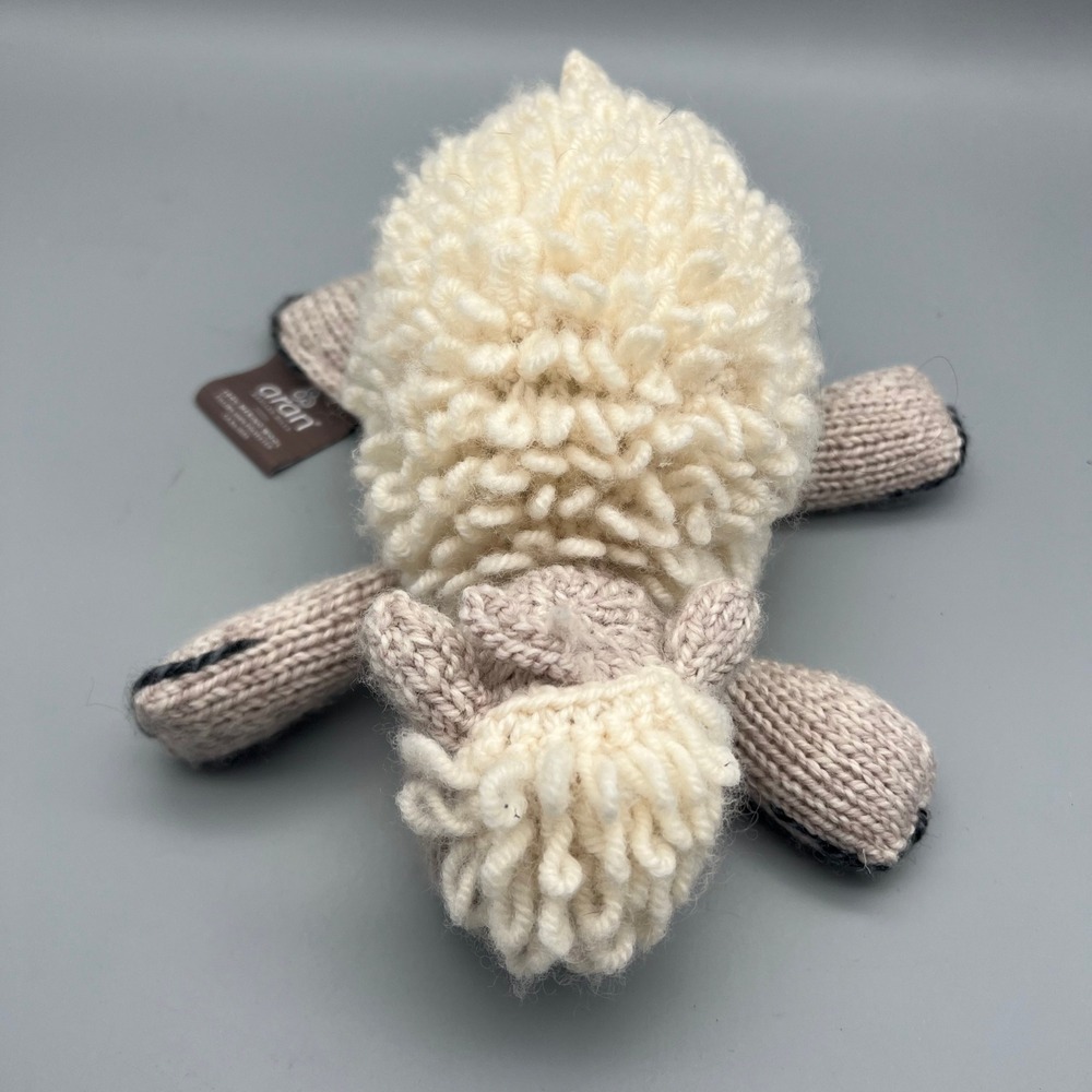 Aran Woollen Mills Sheep Plush Toy Kids OS Cream Tan 100% Merino Wool EUC